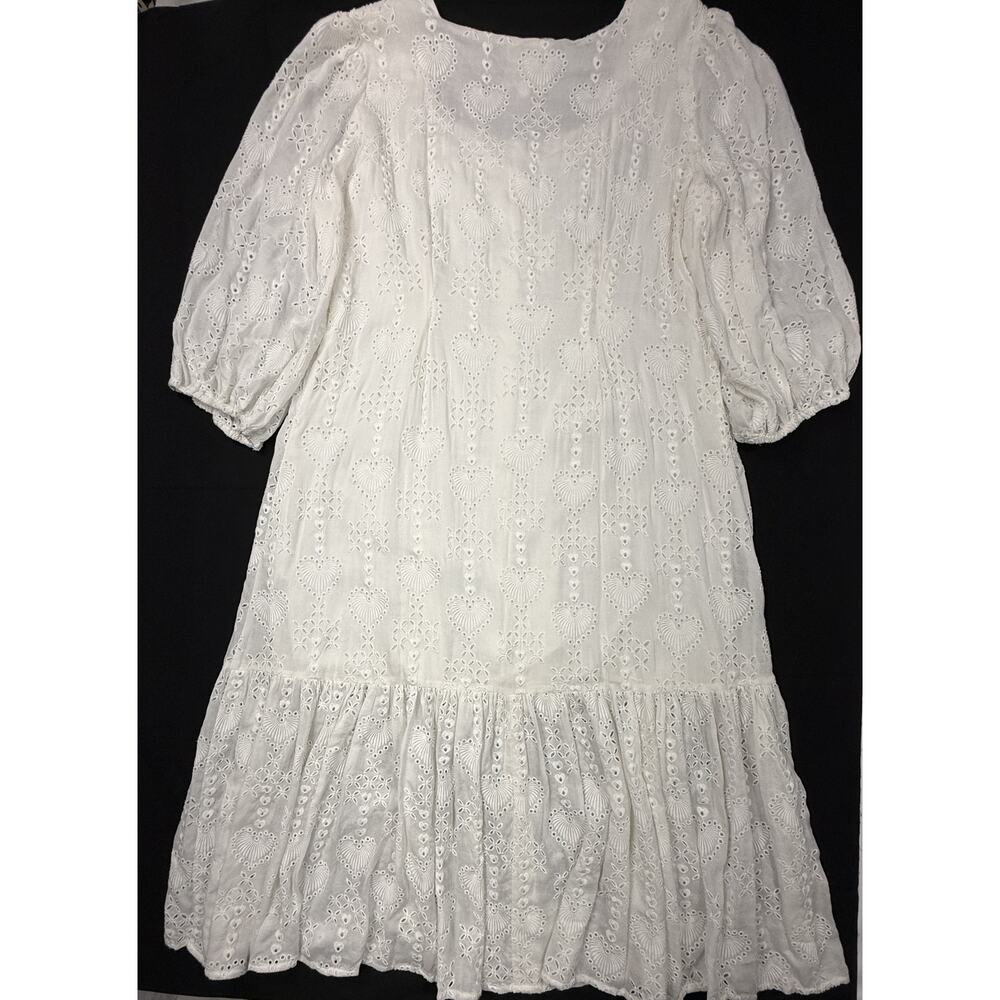 Johnny Was Women's Jade White Eyelet Tiered shift Dress Size XL - Picture 8 of 12